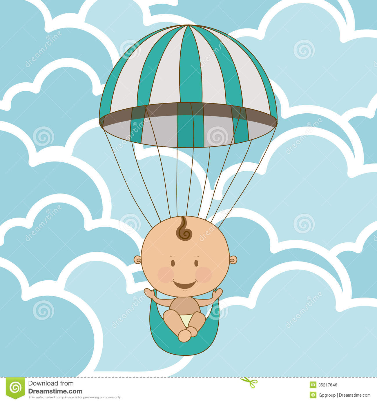 Baby Arrival Design Over Clouds Background Illustration