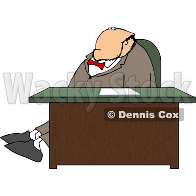 Businessman Stretching Legs Behind Office Desk Clipart   Djart  5148