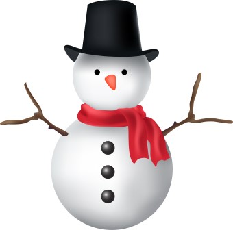 Clip Art Of A Large Snowman Wearing A Black Top Hat And A Red Scarf 