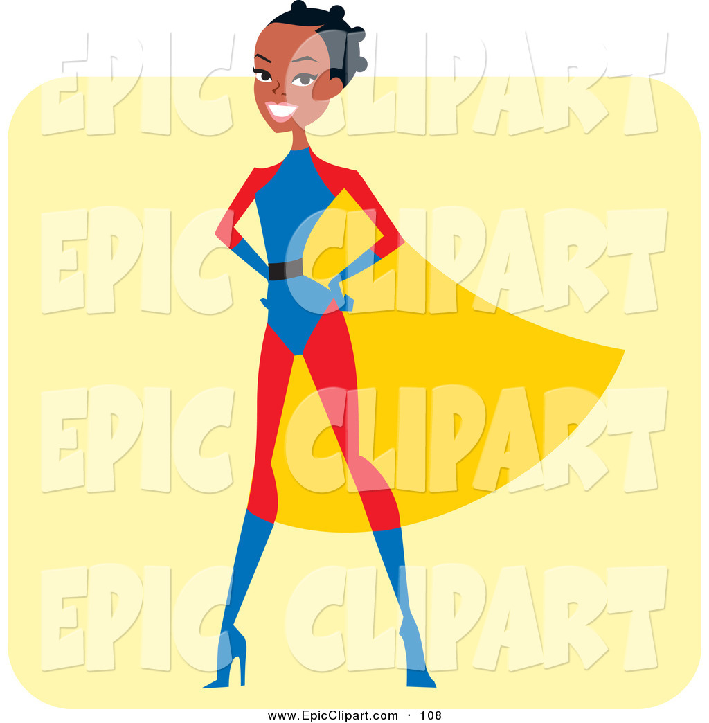 Clip Art Of A Proud Black Super Hero Woman In A Cape By Monica    108