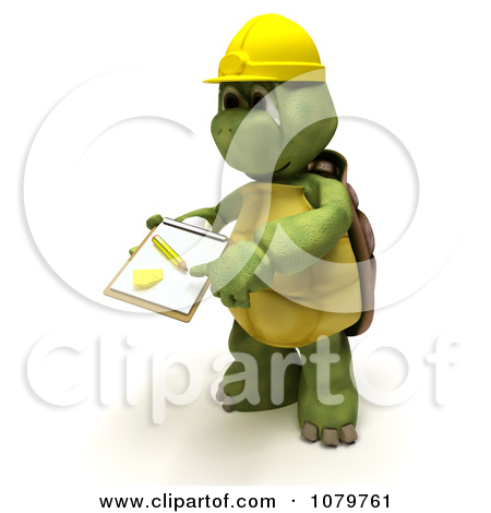 Clipart 3d Tortoise Construction Worker Requesting A Signature On A