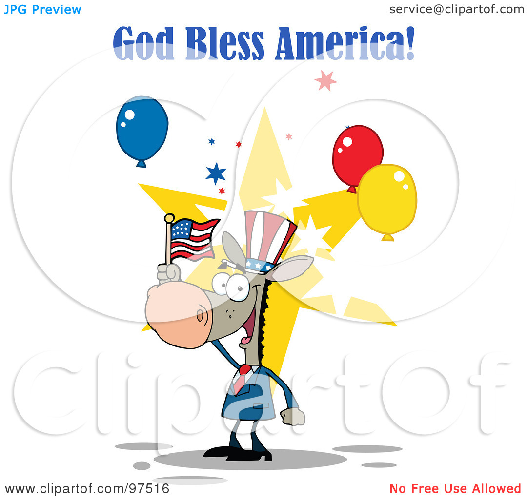 Clipart Illustration Of A God Bless America Greeting Of A Patriotic