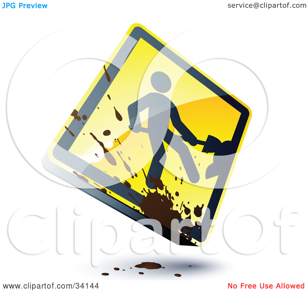 Clipart Illustration Of A Splatter Of Mud On A Shiny 3d Construction