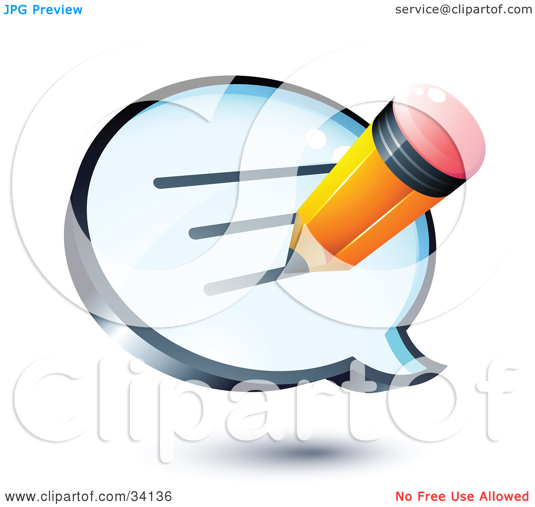 Clipart Illustration Of A Yellow Pencil Writing A Message On A Shiny