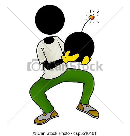 Clipart Of Bomb   Silhouette Man Unlucky Day   Bomb In His Hand