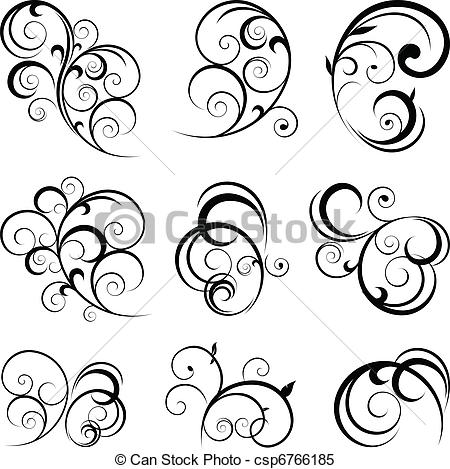 Clipart Vector Of Decorative Scroll Shapes   Decorative Floral