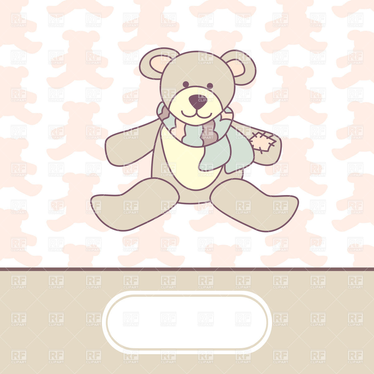 Cute Baby Arrival Card With Teddy Bear Download Royalty Free Vector