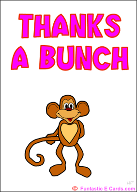Cute Clipart Monkey Animation Saying Thanks Card