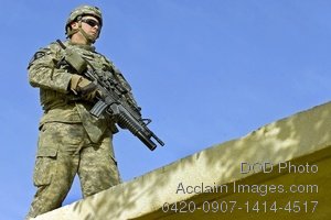 Free Public Domain Picture  Armed Soldier Providing Security From A