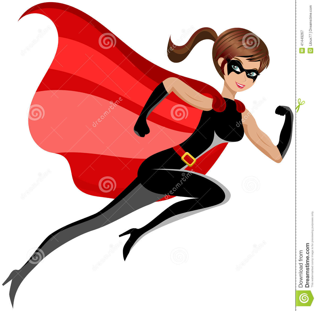 Illustration Featuring A Super Hero Sexy Beautiful Woman Running Or