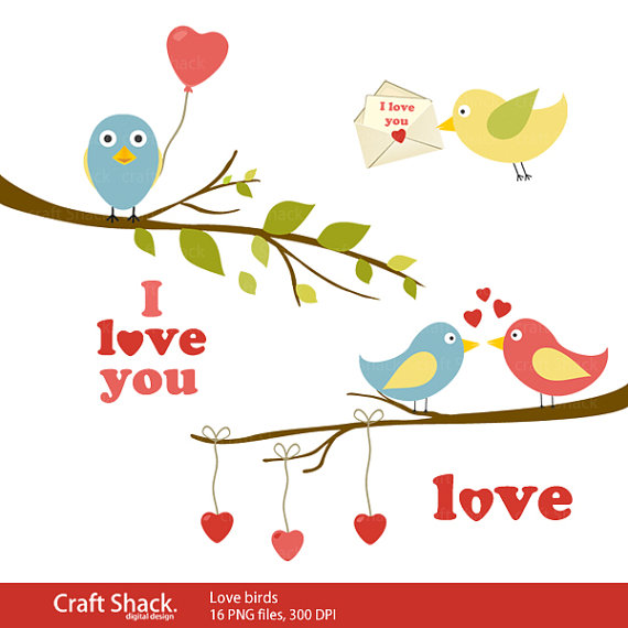 Items Similar To Love Birds Clipart  16 Png Files  Cute Birds On Etsy