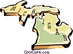 Michigan State Map Vector Clip Art