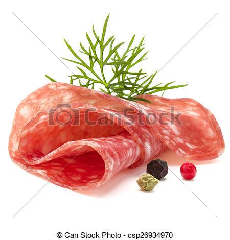 Picture Of Salami Sausage Slice Isolated On White Background Cutout