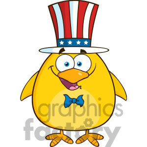 Royalty Free Rf Clipart Illustration Patriotic Yellow Chick Cartoon