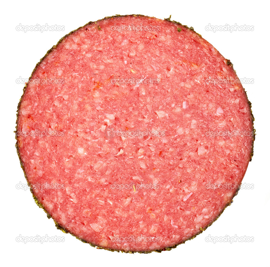 Slice Of Salami Sausage   Stock Photo   Magone  12011024