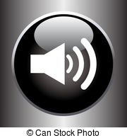 Speaker Volume Icon On Black Glass Button Vector