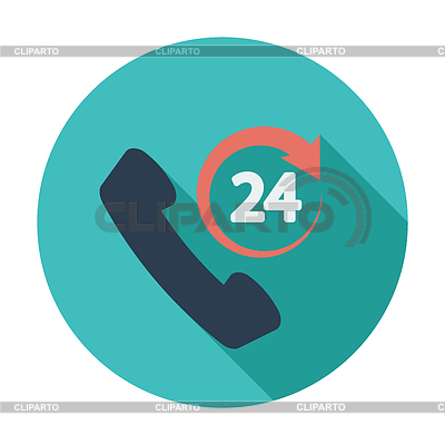 Support 24 Hours  Single Flat Color Icon  Vector Illustration