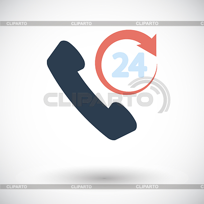 Support 24 Hours  Single Flat Icon On White Background  Vector