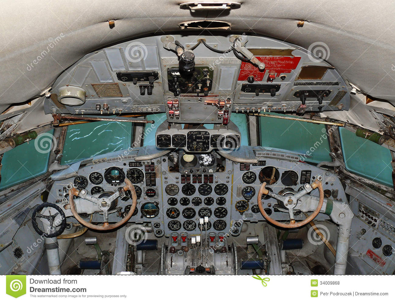 The Cockpit Soviet Aircraft Il 18  This Particular Aircraft Was Flying