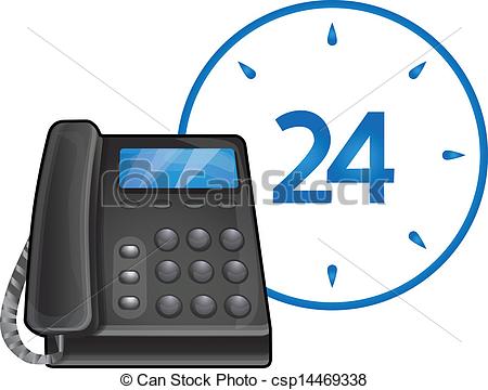 Vector   Black Phone   24 Hour Support   Stock Illustration Royalty