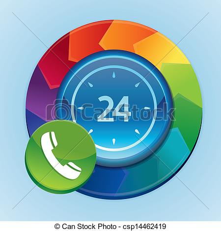 Vector Clip Art Of Vector 24 Hour Support Icon   Abstract Rainbow