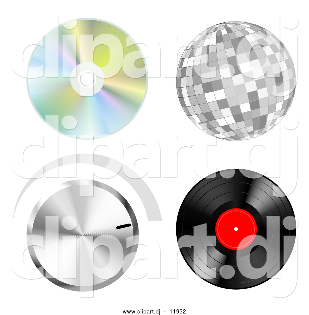 Vector Clipart Of A Music Cd Disco Ball Volume Dial Vinyl Record By    