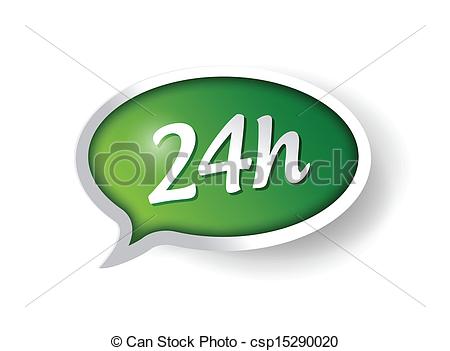Vector Illustration Of 24 Hour Support Message Bubble Illustration