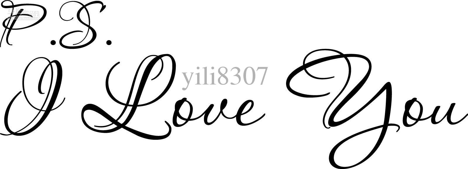 Wholesale   P S  I Love You Cute Cursive Vinyl Wall Decal Quote    