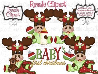 Baby Moose First Christmas Clipart Girl   Meylah