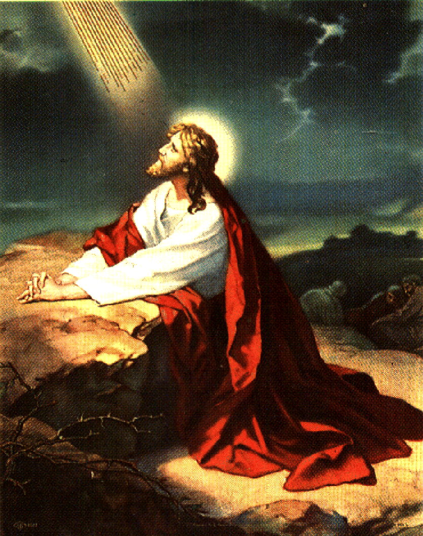 Bright Drawing Picture Of Jesus Praying To God In The Gethsemane