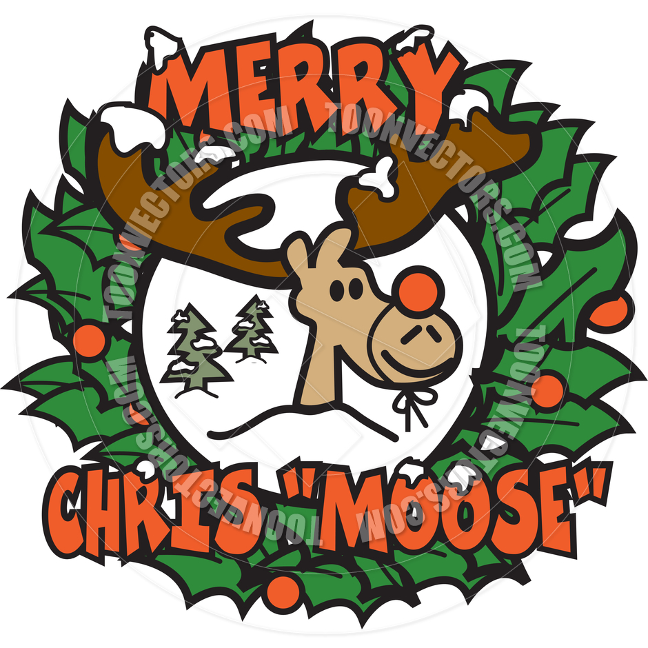 Cartoon Christmas Moose Vector Illustration By Clip Art Guy   Toon