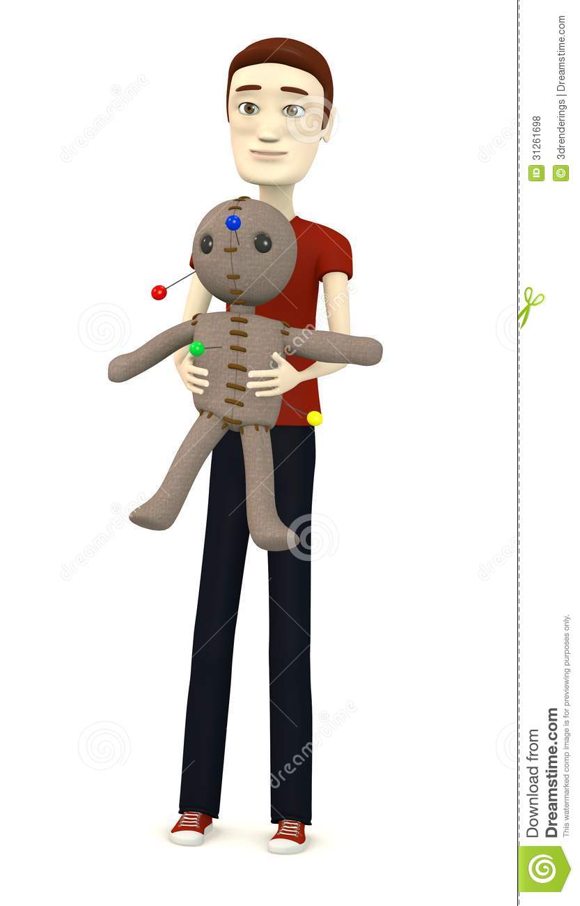 Cartoon Man With Voodoo Doll Royalty Free Stock Photos   Image    