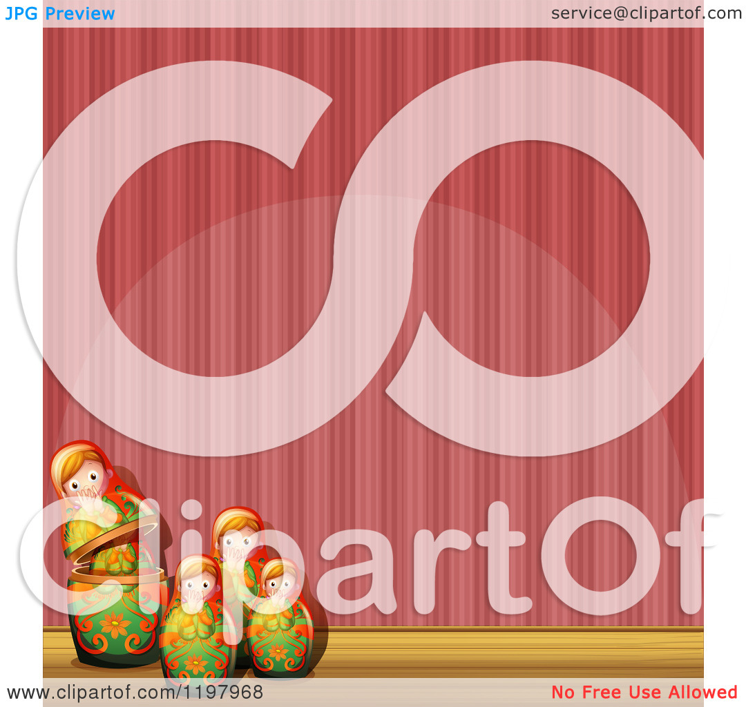 Cartoon Of A Nesting Doll Background With Red Stripe Wallpaper    