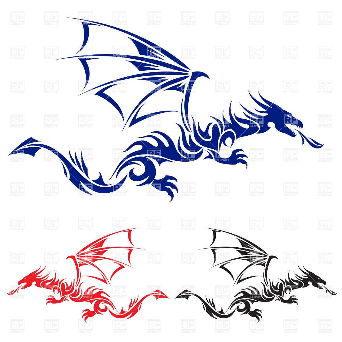 Flying Dragon Tattoo 7537 Design Elements Download Royalty Free    