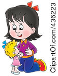 Free Rf Clipart Illustration Of A Cartoon Girl Playing With A Doll