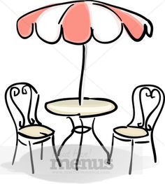     Fresco   Cafe Table With Red And White Umbrella Clipart   Cafe Clipart