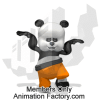 Funny Karate Panda Kicking Animated Clipart