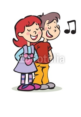 Happy Boy And Girl Singing With Closed Eyes Stock Photo And Royalty    