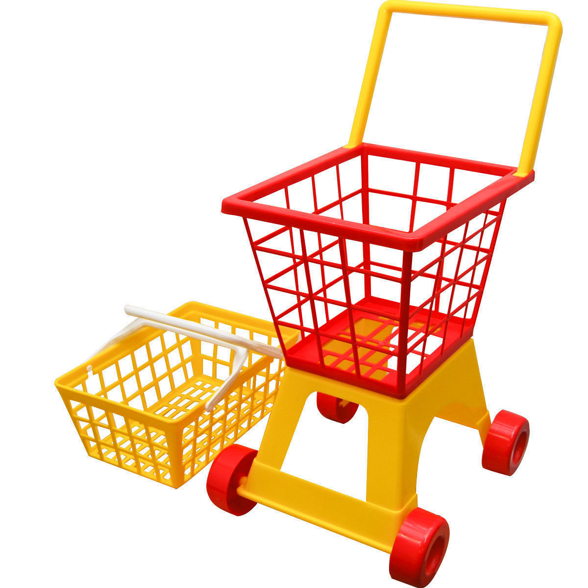 Home Pretend Play Kids Pretend Play Shopping Trolley And Basket