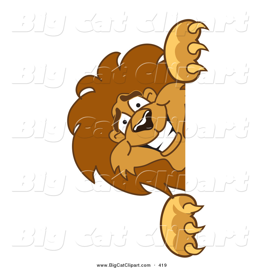 Lion Character Mascot Peeking Lion Character Mascot With A Jack O
