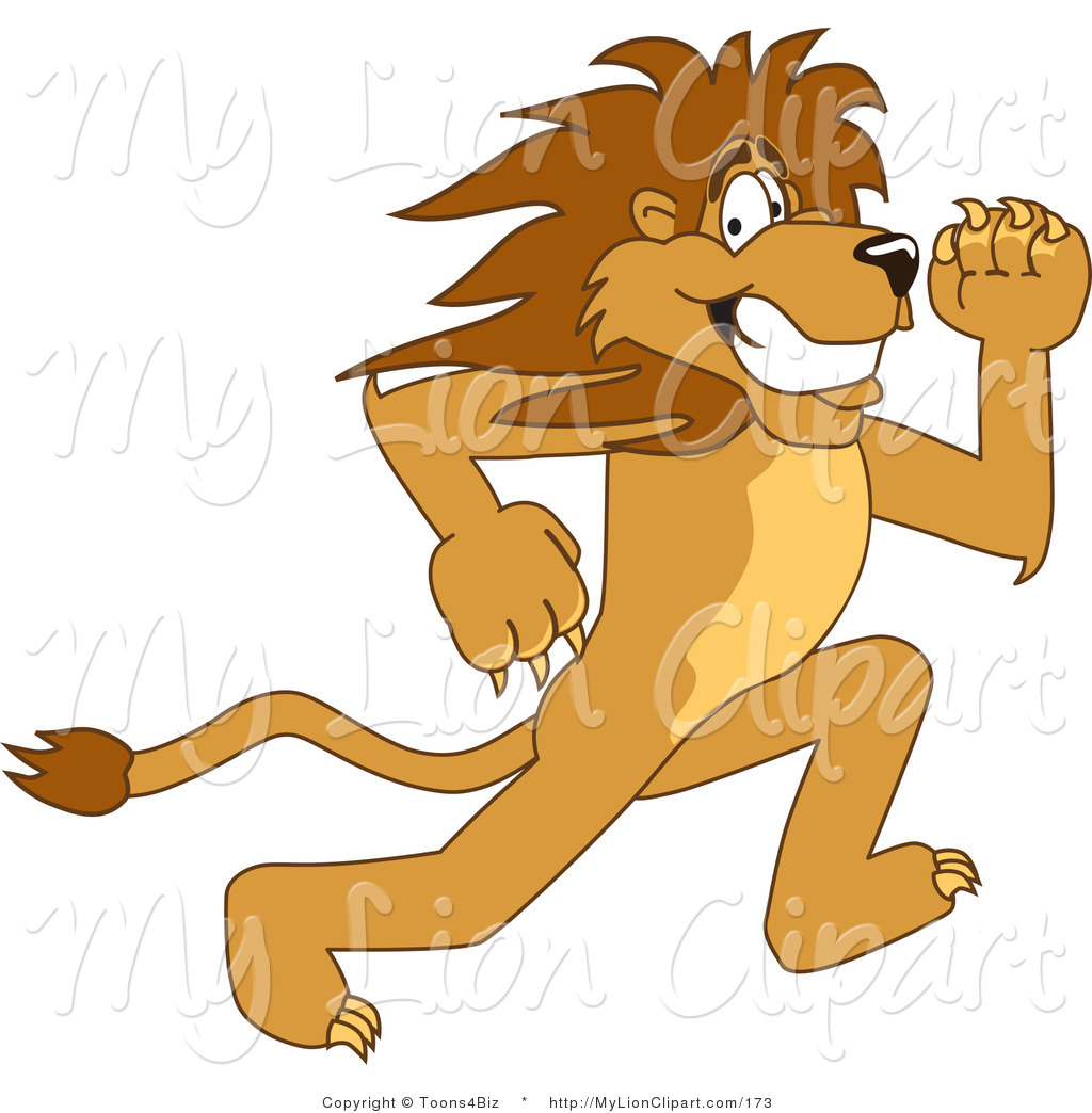 Lion Character Mascot Running Fast Toons4biz Clipart