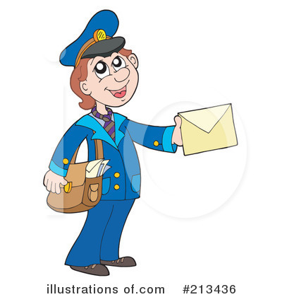Mailman Delivering Mail To A Mailbox Royalty Free Picture Clipart