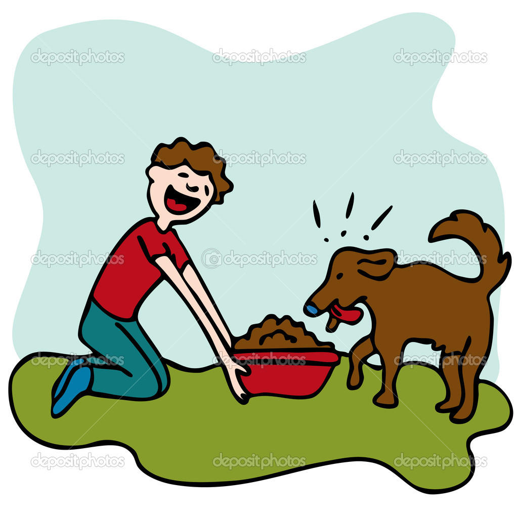 Man Feeding Dog Food   Stock Vector   Cteconsulting  4235612
