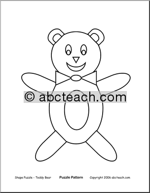 Of 2 Shape Puzzle Teddy Bear B W Cut Out The Shapes And Arrange Them