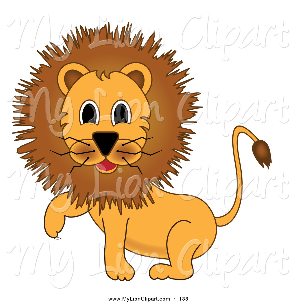 Preview  Clipart Of A Brown Male Lion Lifting One Paw By Pams Clipart