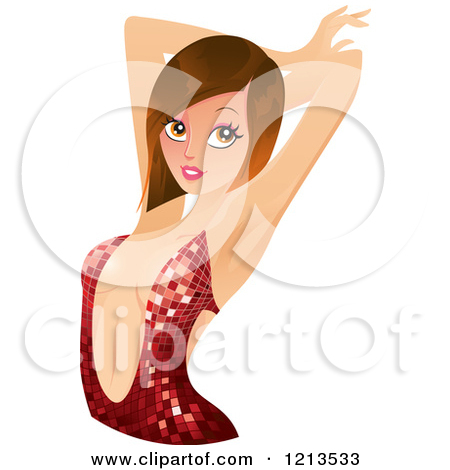 Sexy Brunette Caucasian Disco Diva Woman Dancing In A Red Dr