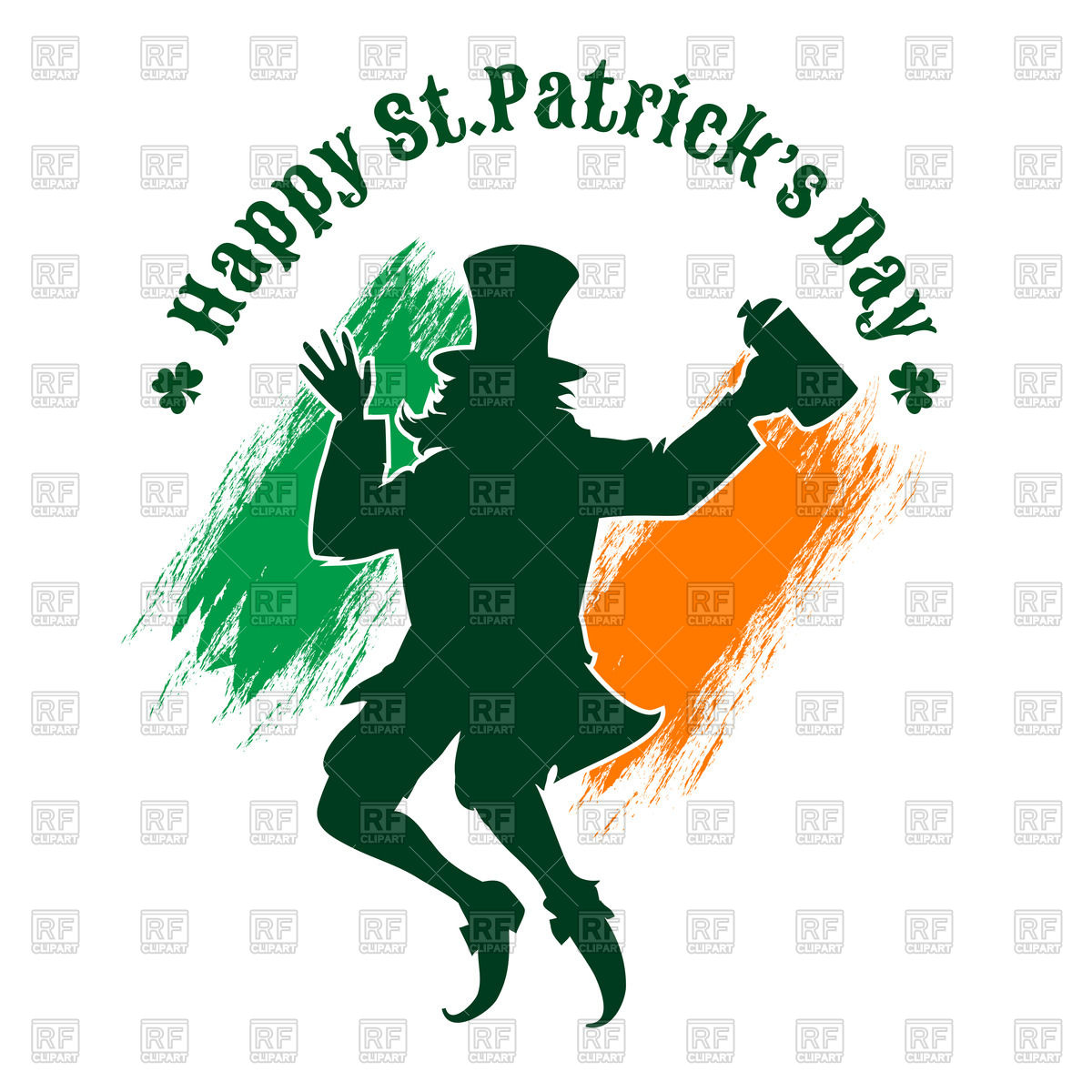 St  Patrick S Day Poster With Silhouette Of Joyful Leprechaun And Flag    