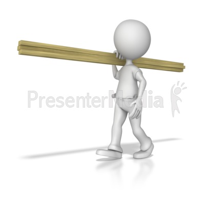 Stick Figure Carpenter Carrying Wood   3d Figures   Great Clipart For