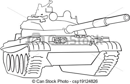 Tank   Silhouette Of Army Tank On White Csp19124826   Search Clipart