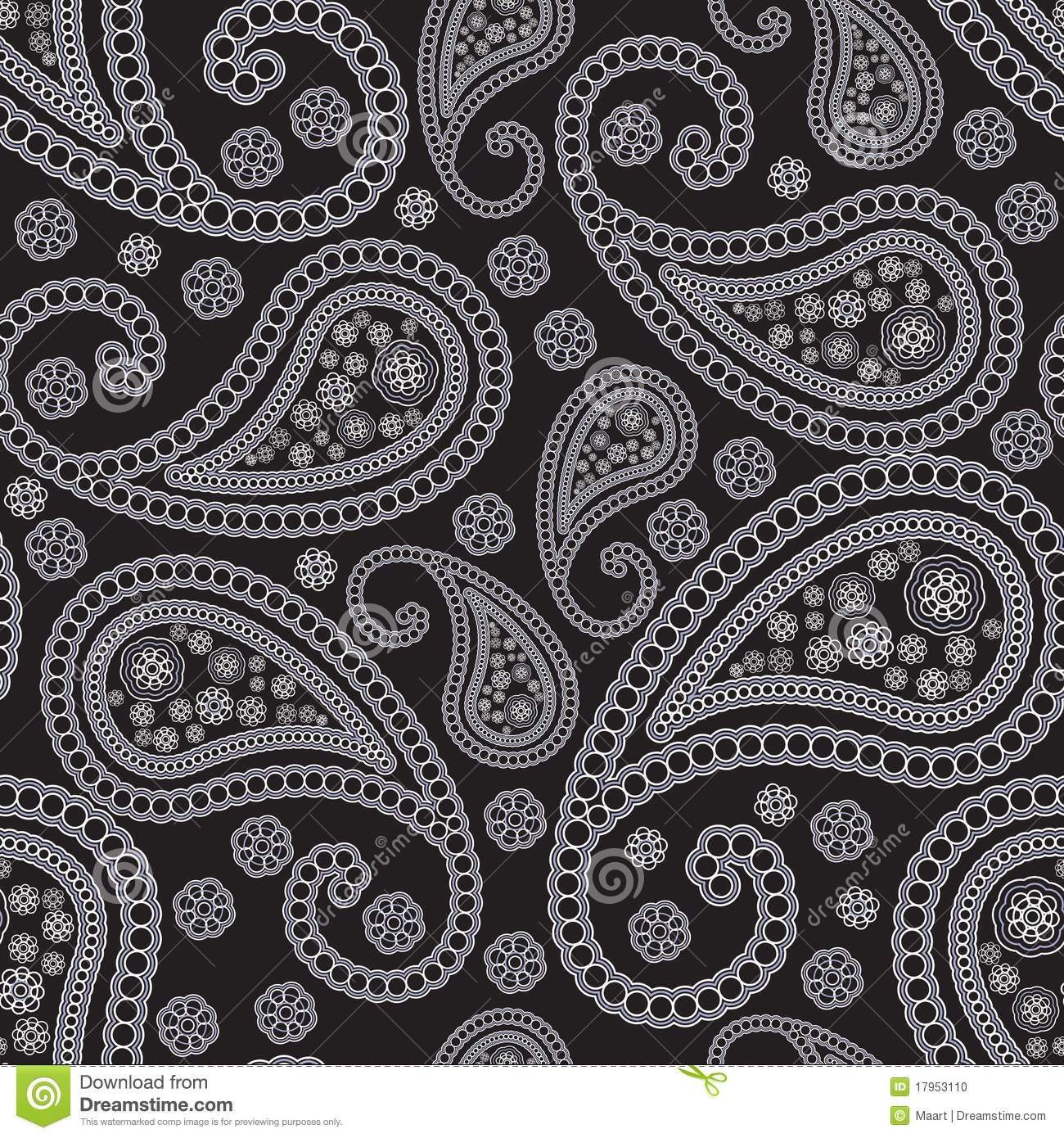 Bandana Pattern Clipart Black And White Seamless Paisley Background